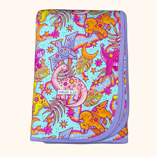 Cosmic Dino 3-Layer Bamboo Blanket