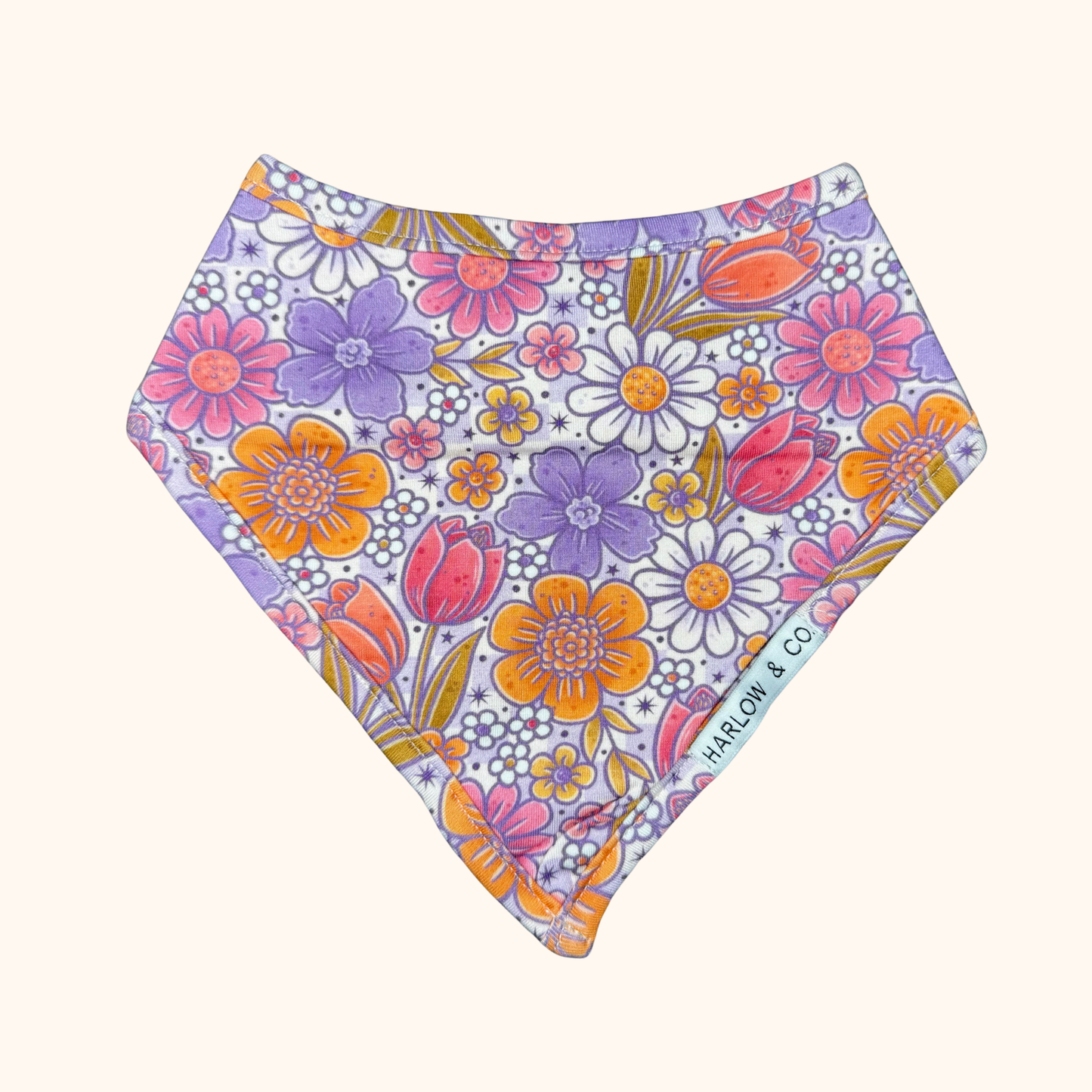 Lavender Bloom Bamboo Bandana Bib