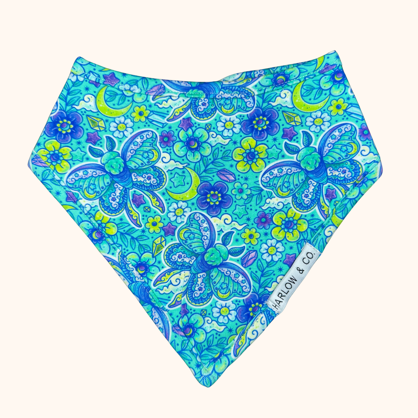 Moonlit Moth Bamboo Bandana Bib