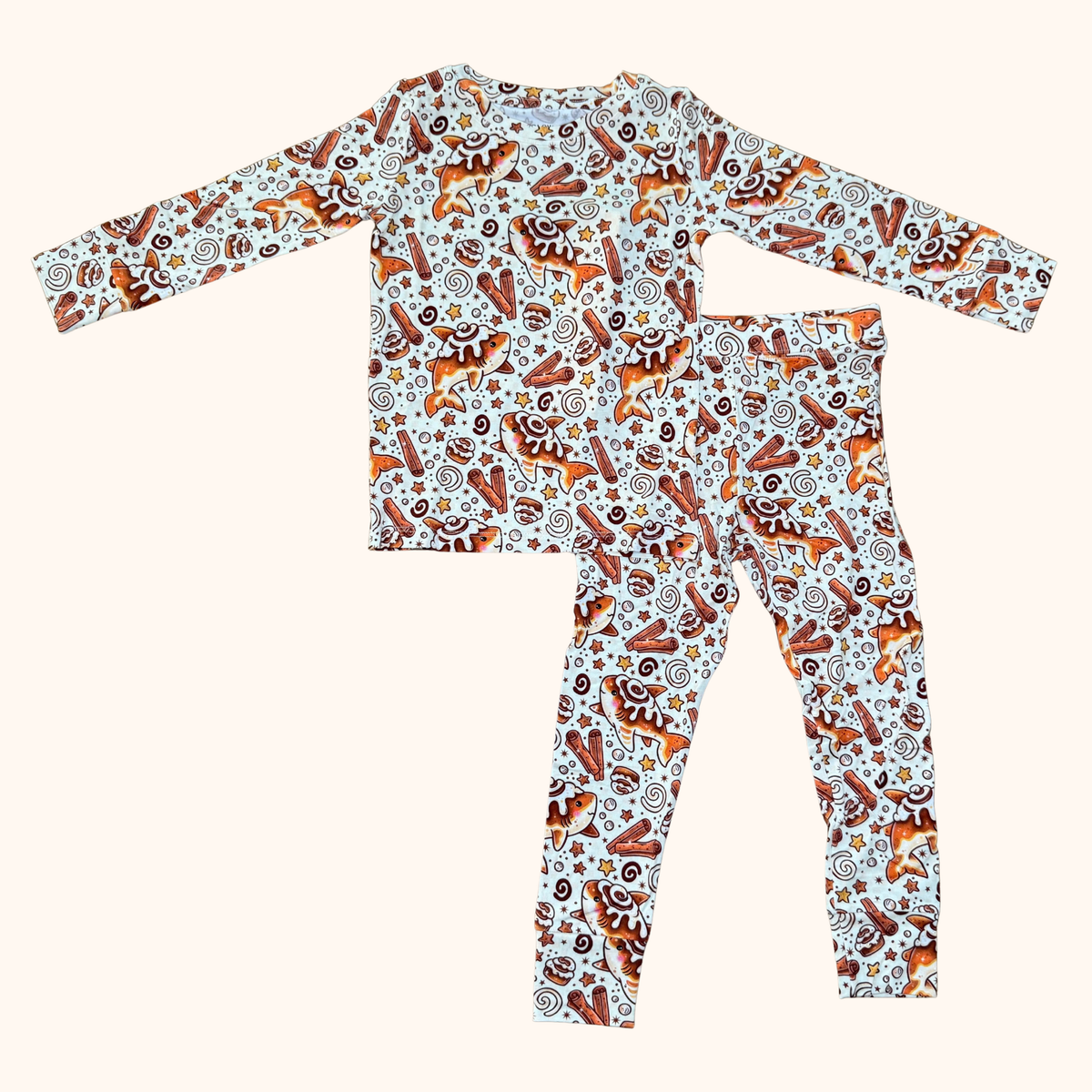 Cinnamon Roll Sharks Two-Piece Bamboo Pajama Set