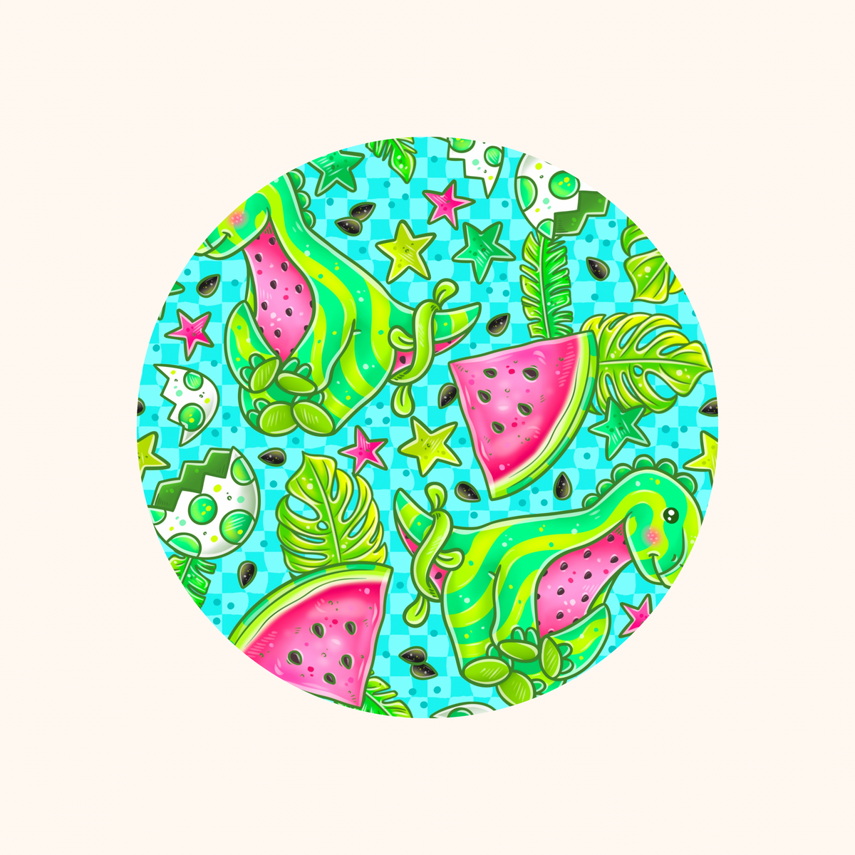 Watermelon Dinosaur Two-Piece Bamboo Pajama Set