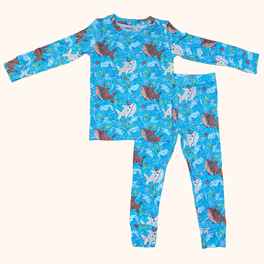 Ice Cream Sharks Two-Piece Bamboo Pajama Set